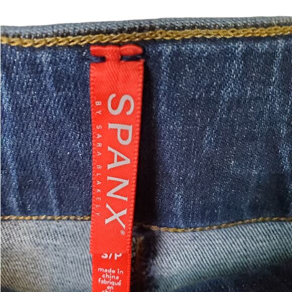 Spanx SZ S Distressed Denim Pull-On Pants High Rise Distressed Leggings Jeans - Picture 4 of 5